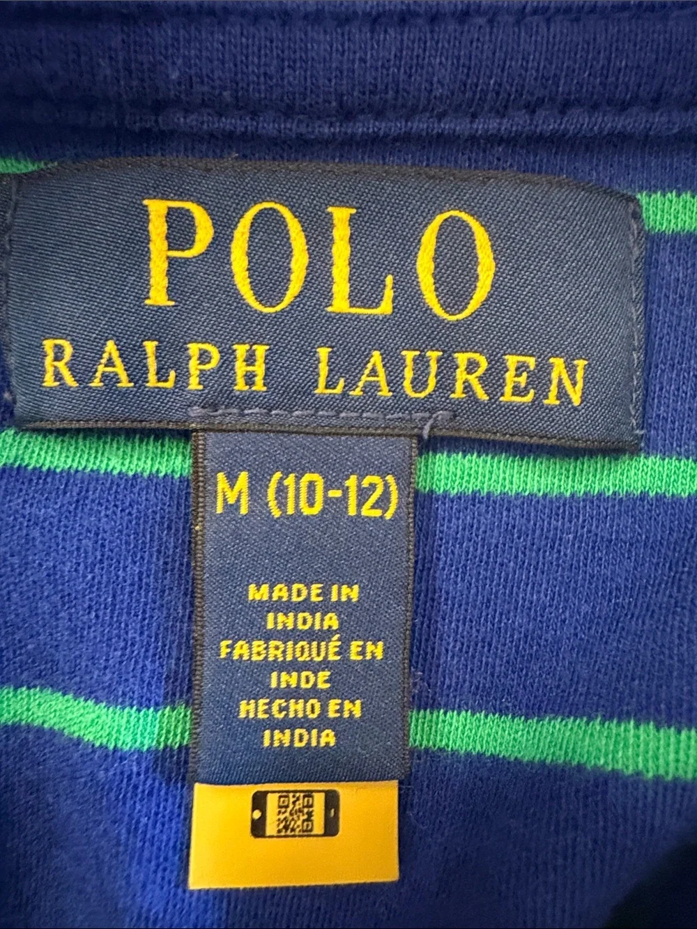 Ralph Lauren Royal Blue with Green Striped Half-Zip Pullover Size Medium